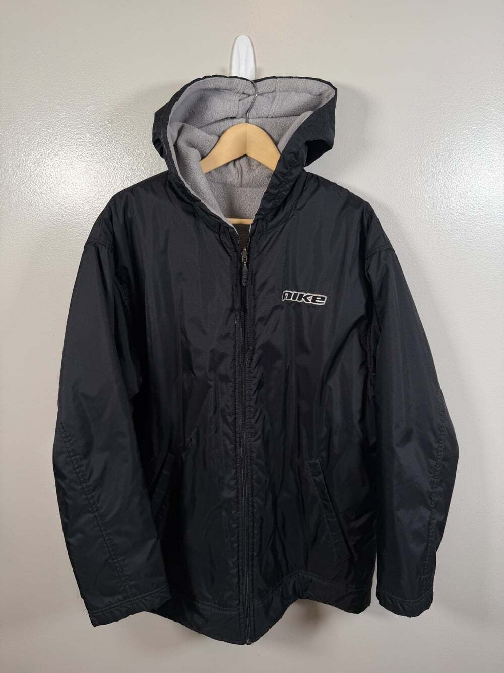 Vintage Nike Reversible Coat Size Medium Black Fleece 90s Y2K Gorpcore Oversized